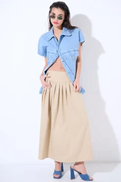 Discount KIKISIX GILET OVER TAGLIO VIVO BLU CHIARO