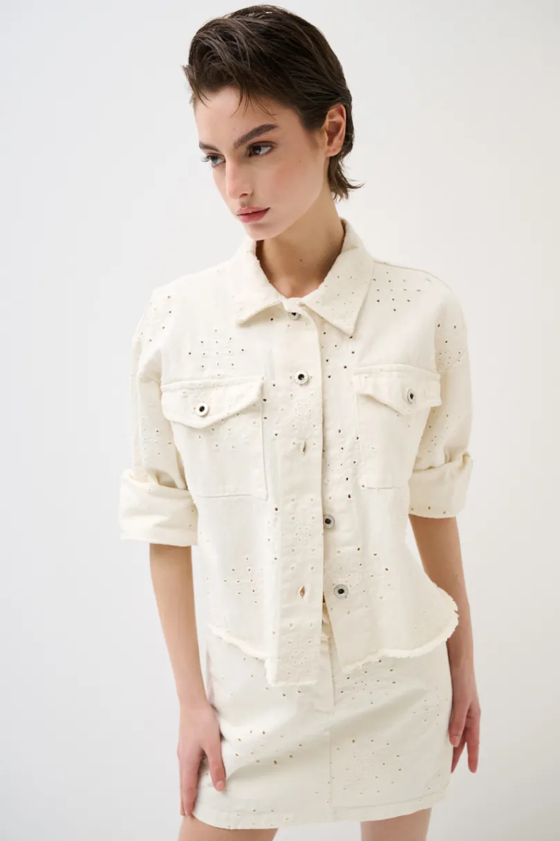 Clearance KIKISIX GIUBBOTTO DENIM CON RICAMO BURRO