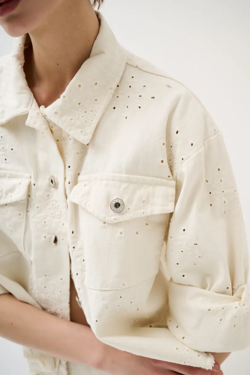 Clearance KIKISIX GIUBBOTTO DENIM CON RICAMO BURRO