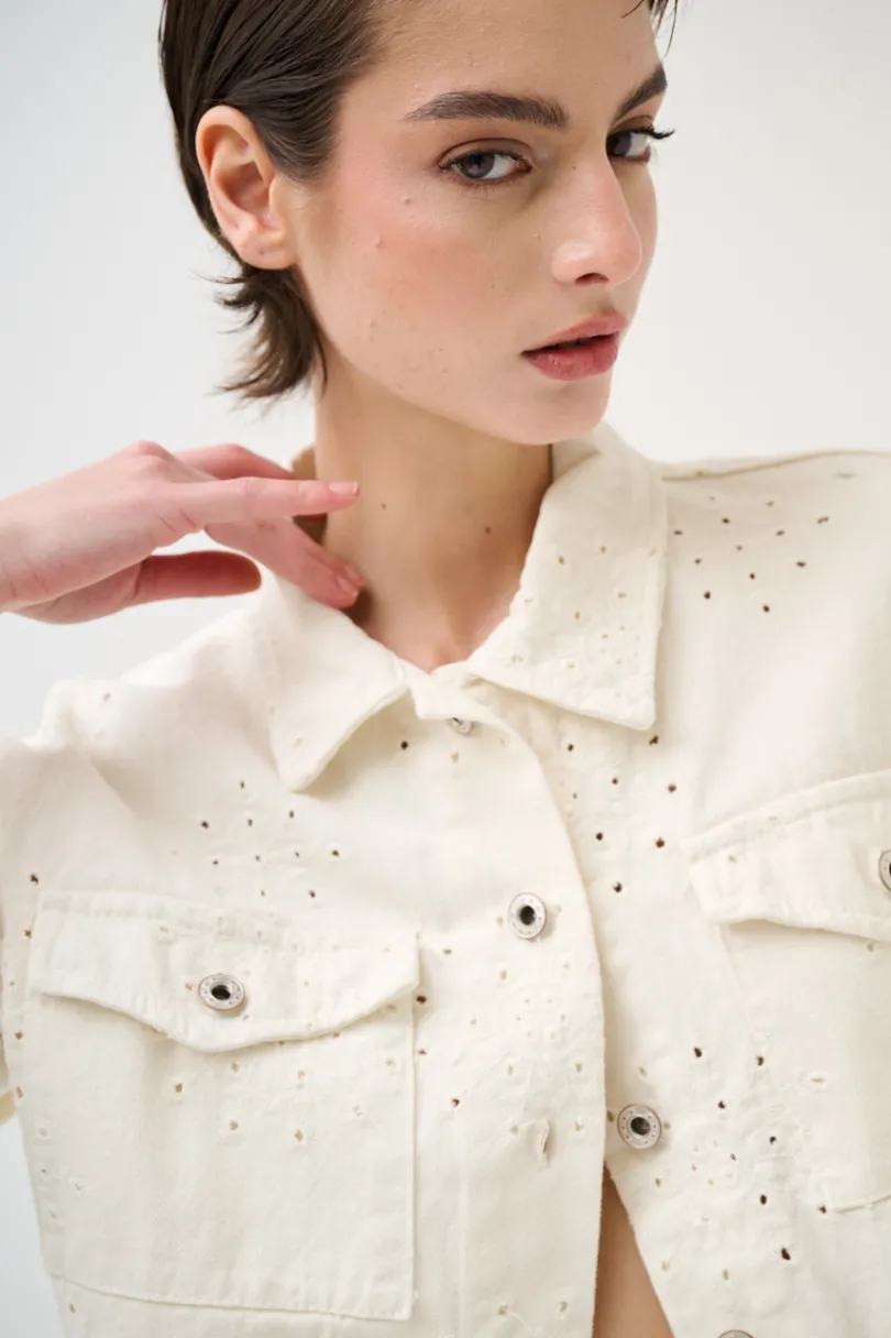 Clearance KIKISIX GIUBBOTTO DENIM CON RICAMO BURRO