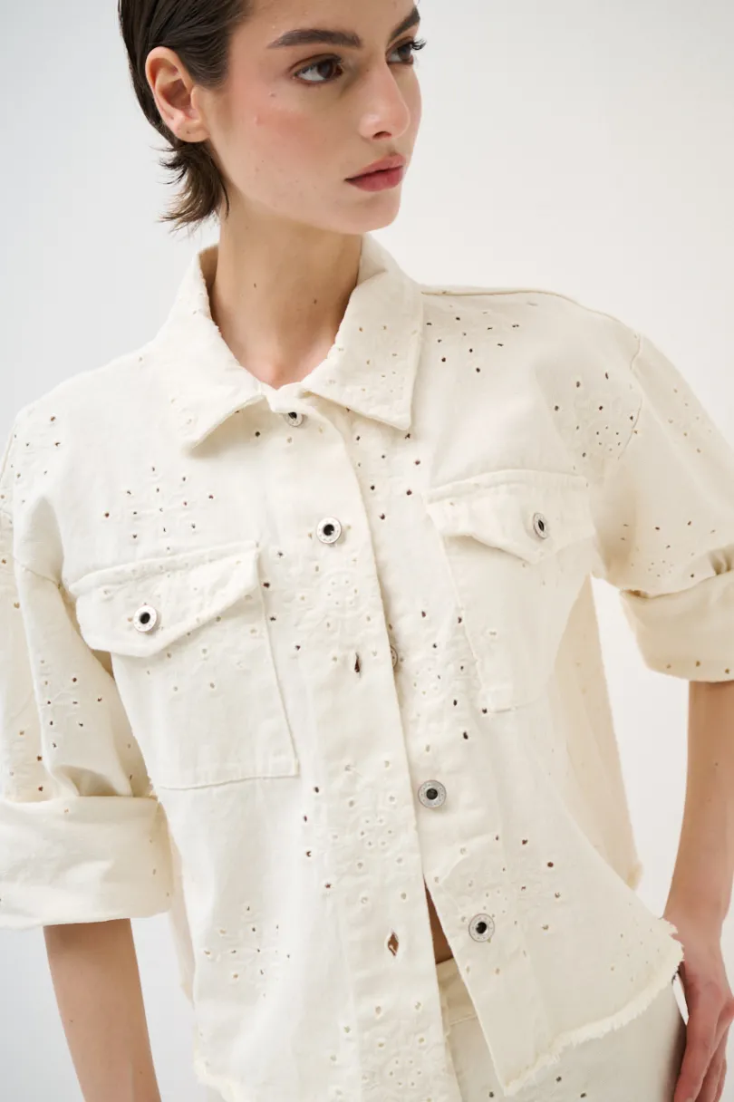 Clearance KIKISIX GIUBBOTTO DENIM CON RICAMO BURRO