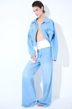 Hot KIKISIX GIUBBOTTO OVER BICOLOR BLU CHIARO