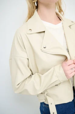 Outlet KIKISIX GIUBBOTTO OVER ECOPELLE BEIGE