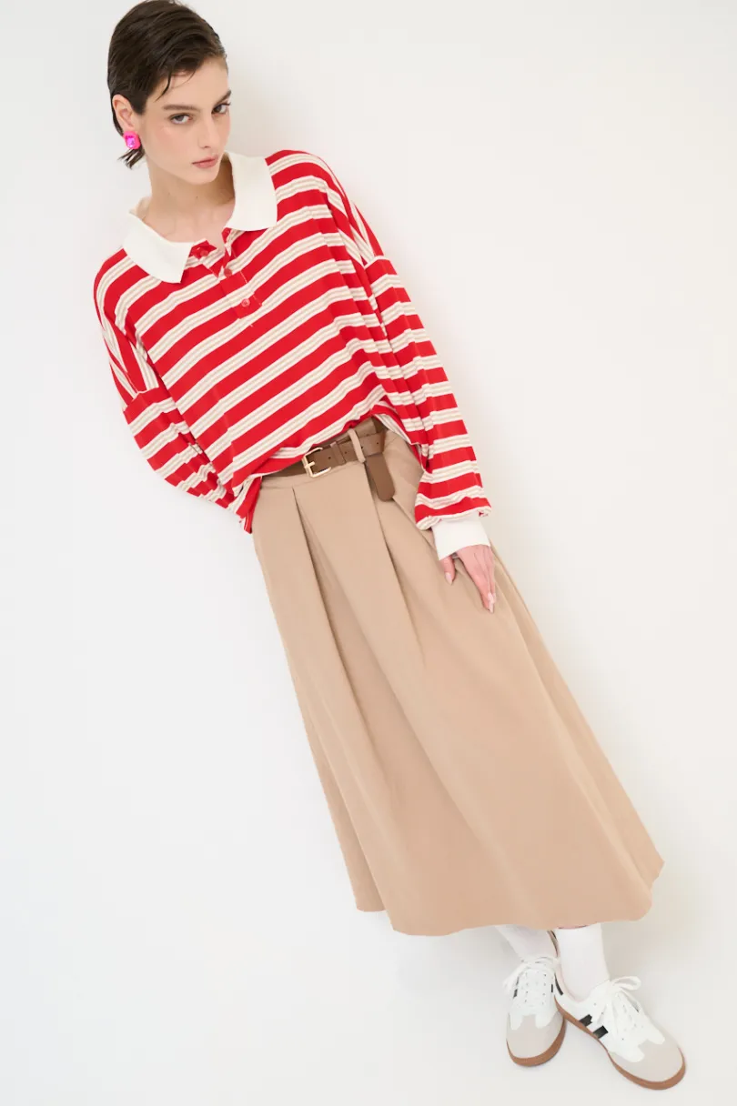 Outlet KIKISIX GONNA CON MAXI PINCE CON CINTURA MOCHA