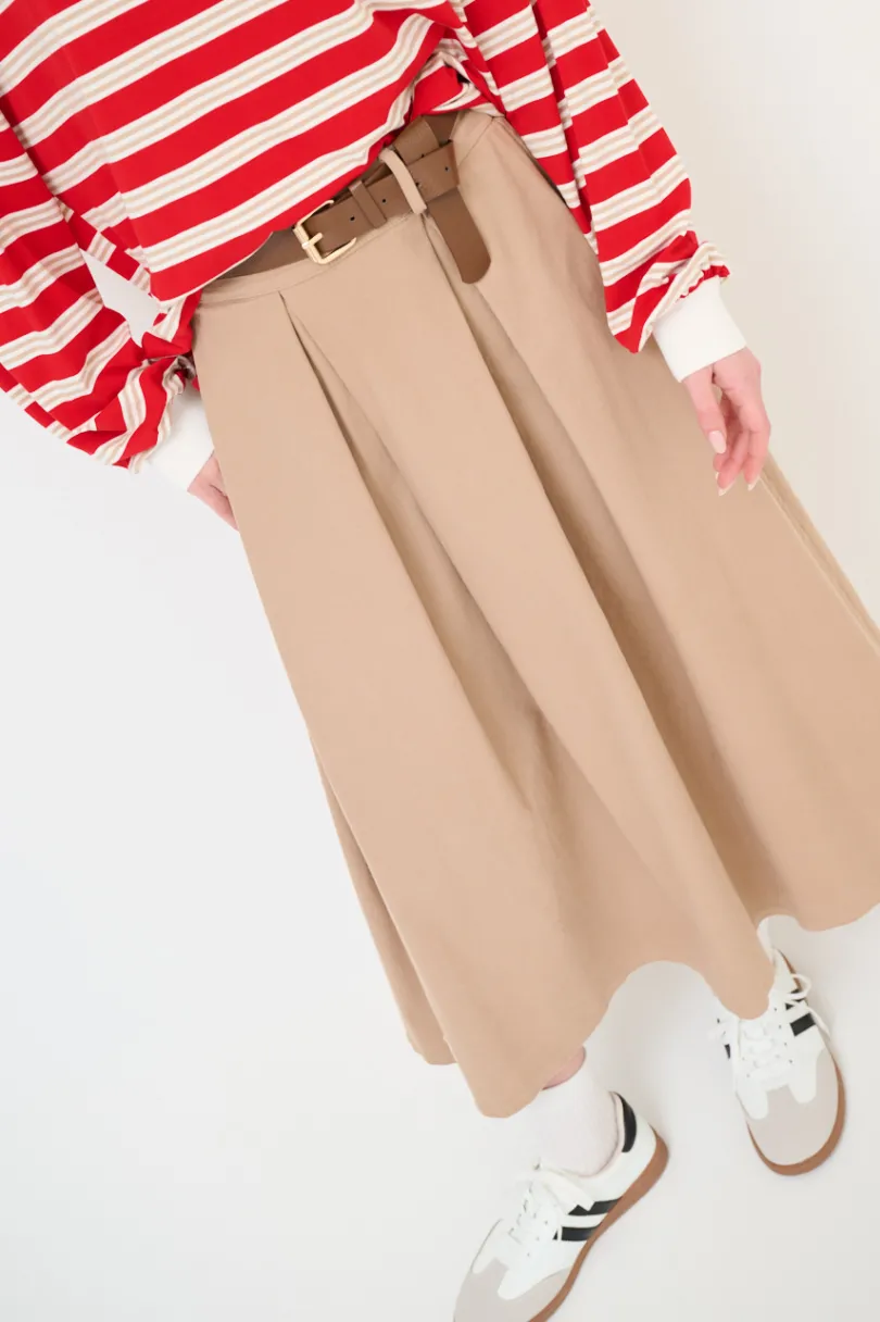 Outlet KIKISIX GONNA CON MAXI PINCE CON CINTURA MOCHA