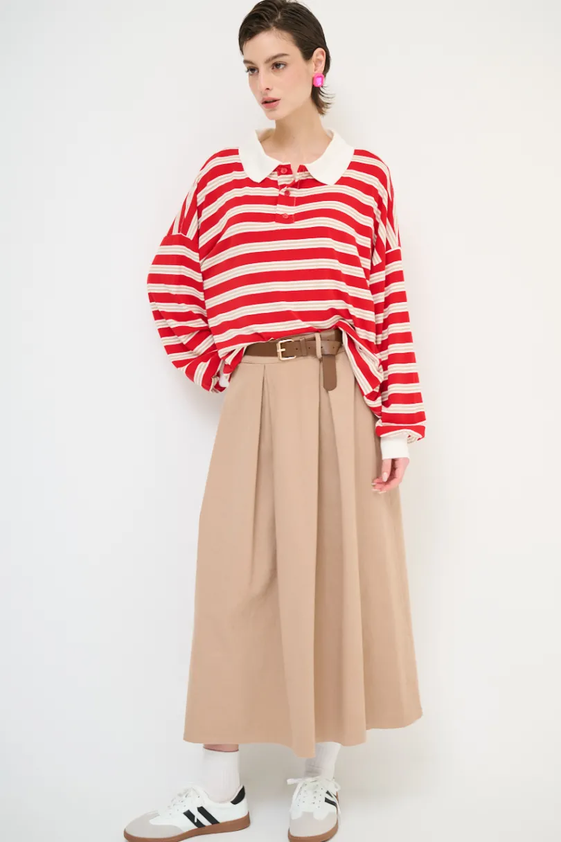 Outlet KIKISIX GONNA CON MAXI PINCE CON CINTURA MOCHA