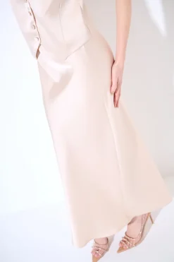 Outlet KIKISIX GONNA LUNGA RASO BEIGE