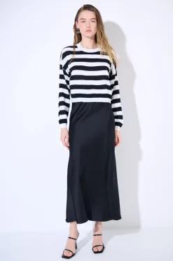 Online KIKISIX GONNA LUNGA RASO NERO