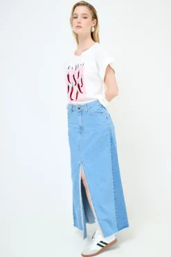 Hot KIKISIX GONNA LUNGA SPACCO CENTRALE JEANS