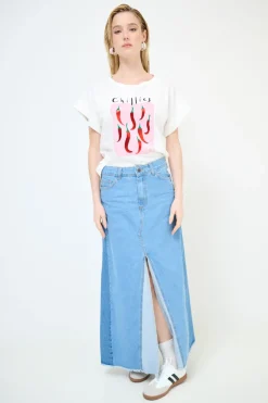 Hot KIKISIX GONNA LUNGA SPACCO CENTRALE JEANS