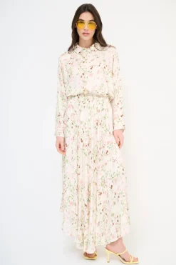 Best KIKISIX GONNA MIDI A RUOTA STAMPA RASO ROSA