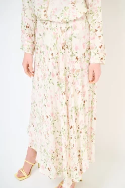 Best KIKISIX GONNA MIDI A RUOTA STAMPA RASO ROSA