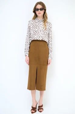 Clearance KIKISIX GONNA MIDI DAINETTO SPACCO DAVANTI CAPPUCCINO