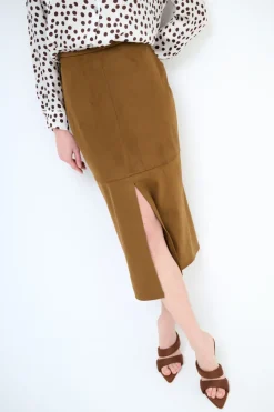 Clearance KIKISIX GONNA MIDI DAINETTO SPACCO DAVANTI CAPPUCCINO