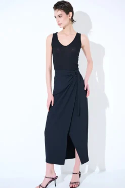 Online KIKISIX GONNA MIDI PORTAFOGLIO CON NODO NERO