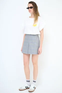 Best KIKISIX GONNA MINI QUADRO CHECK CELESTE