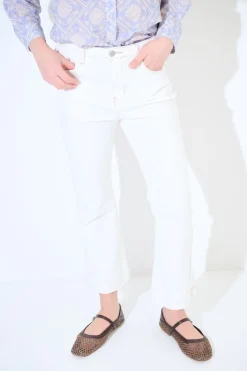Online KIKISIX JEANS CROP IMPUNTURE TABACCO CON SPACCO BIANCO