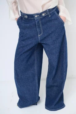 Outlet KIKISIX JEANS LARGO CON IMPUNTURE CHIARE JEANS