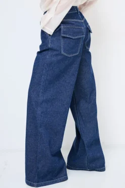 Outlet KIKISIX JEANS LARGO CON IMPUNTURE CHIARE JEANS