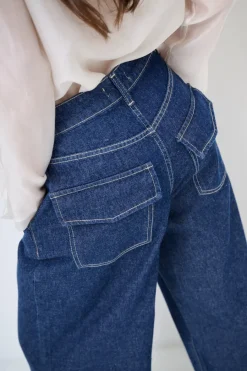 Outlet KIKISIX JEANS LARGO CON IMPUNTURE CHIARE JEANS