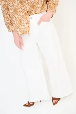 Best KIKISIX JEANS LARGO VITA ALTA BIANCO