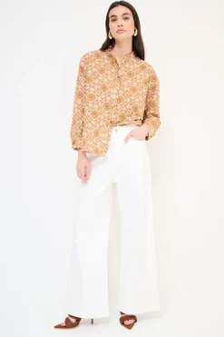 Best KIKISIX JEANS LARGO VITA ALTA BIANCO