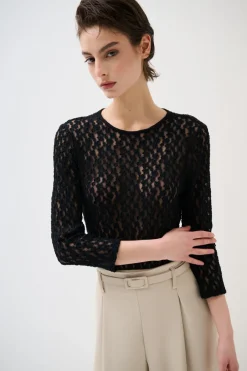 Clearance KIKISIX MAGLIA BODY MANICA 3/4 NERO