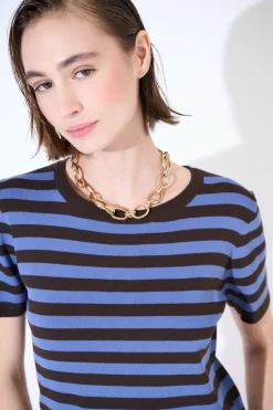 Clearance KIKISIX MAGLIA MEZZA MANICA RIGA MORO