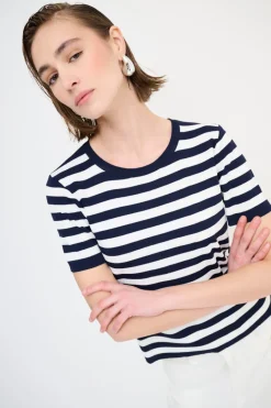 Online KIKISIX MAGLIA MEZZA MANICA RIGA BLU