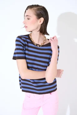 Clearance KIKISIX MAGLIA MEZZA MANICA RIGA MORO