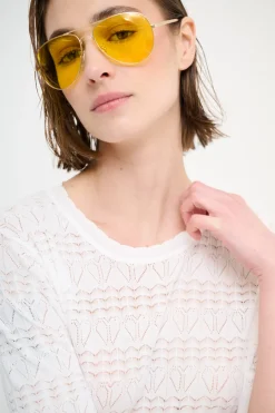 Sale KIKISIX MAGLIA MEZZA MANICA TRAFORATA BIANCO