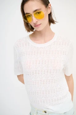 Sale KIKISIX MAGLIA MEZZA MANICA TRAFORATA BIANCO