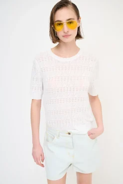 Sale KIKISIX MAGLIA MEZZA MANICA TRAFORATA BIANCO