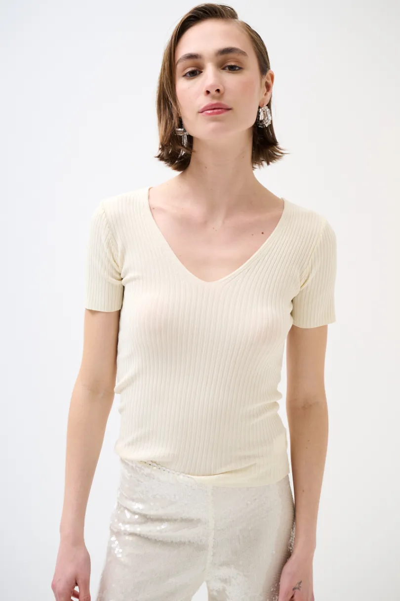 Clearance KIKISIX MAGLIA M.MANICA SCOLLO V COSTINA BURRO