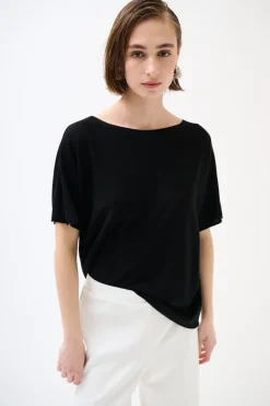 New KIKISIX MAGLIA OVER MANICA CORTA NERO