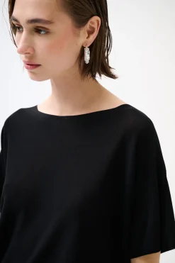 New KIKISIX MAGLIA OVER MANICA CORTA NERO