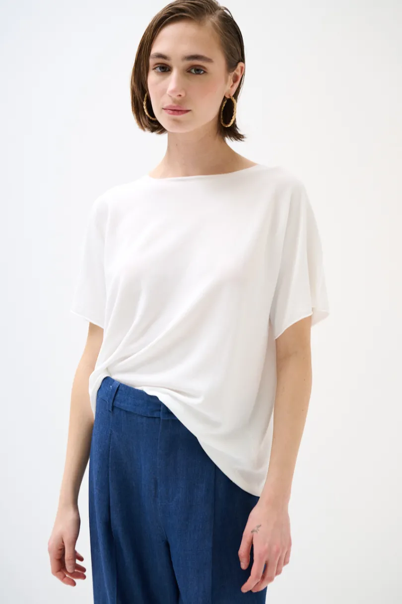 Fashion KIKISIX MAGLIA OVER MANICA CORTA BIANCO