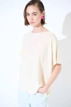 Online KIKISIX MAGLIA OVER MANICA CORTA BURRO