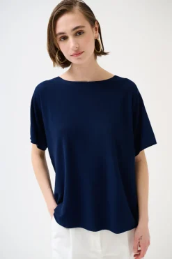 Best KIKISIX MAGLIA OVER MANICA CORTA BLU