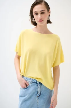 New KIKISIX MAGLIA OVER MANICA CORTA GIALLO