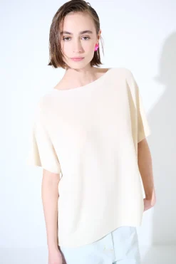 Online KIKISIX MAGLIA OVER MANICA CORTA BURRO