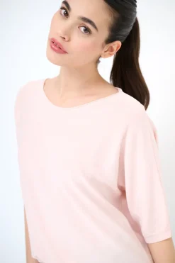 Hot KIKISIX MAGLIA OVER M/MANICA RIGA DAVANTI ROSA