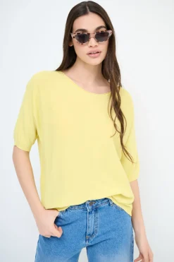 Sale KIKISIX MAGLIA OVER M/MANICA RIGA DAVANTI GIALLO