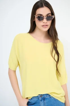 Sale KIKISIX MAGLIA OVER M/MANICA RIGA DAVANTI GIALLO