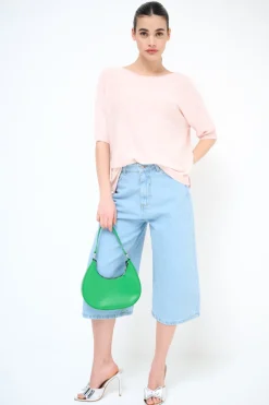 Hot KIKISIX MAGLIA OVER M/MANICA RIGA DAVANTI ROSA