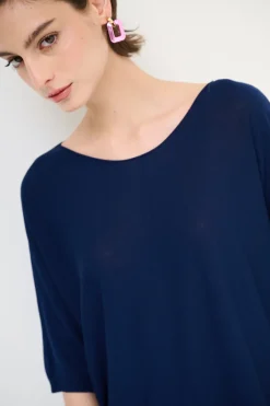 Fashion KIKISIX MAGLIA OVER M/MANICA RIGA DAVANTI BLU