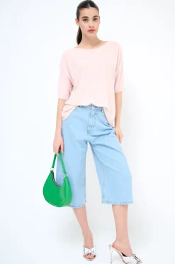 Hot KIKISIX MAGLIA OVER M/MANICA RIGA DAVANTI ROSA