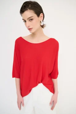 Best KIKISIX MAGLIA OVER M/MANICA RIGA DAVANTI ROSSO