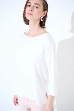 Fashion KIKISIX MAGLIA OVER SCOLLO BARCA MANICA 3/4 PANNA