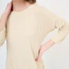 Best KIKISIX MAGLIA OVER SCOLLO BARCA MANICA 3/4 BEIGE